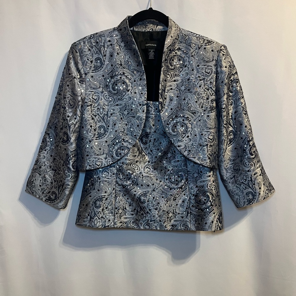 R&M Richards Metallic Paisley 2 Piece Halter With Jacket Women’s Size 14